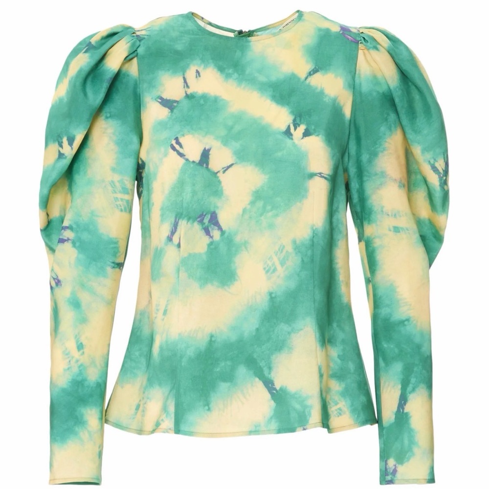 Ulla Johnson Green and Yellow Tie-Dye Blouse